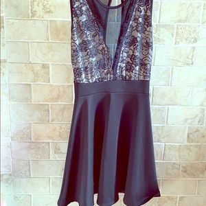 Black lace mini dress
